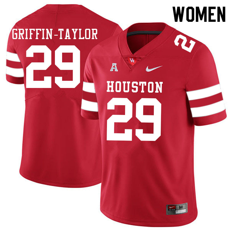 Women #29 Demarcus Griffin-Taylor Houston Cougars College Football Jerseys Sale-Red